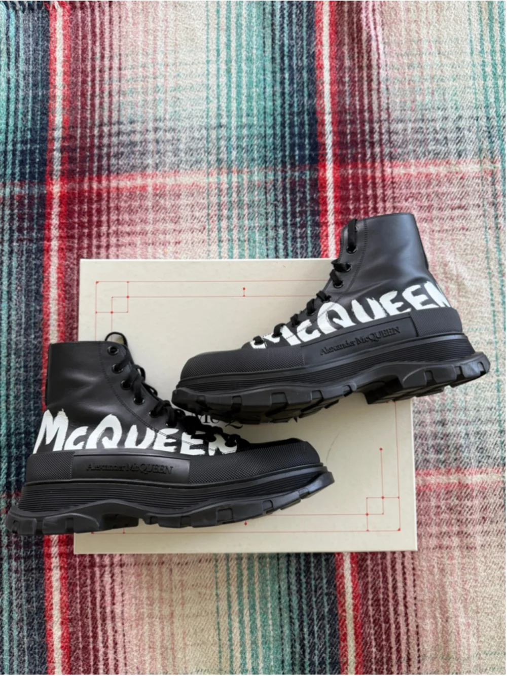 Alexander McQueen Men's Graffiti Tread Slick Boots 44